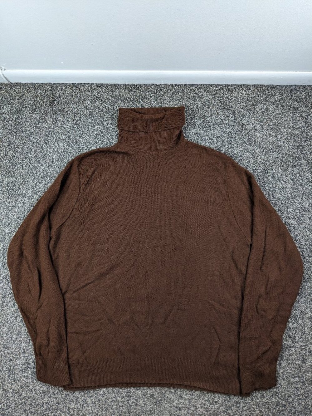 Vintage 70s Sears Kings Road Sweater Turtleneck Acrylic Brown Mens Large